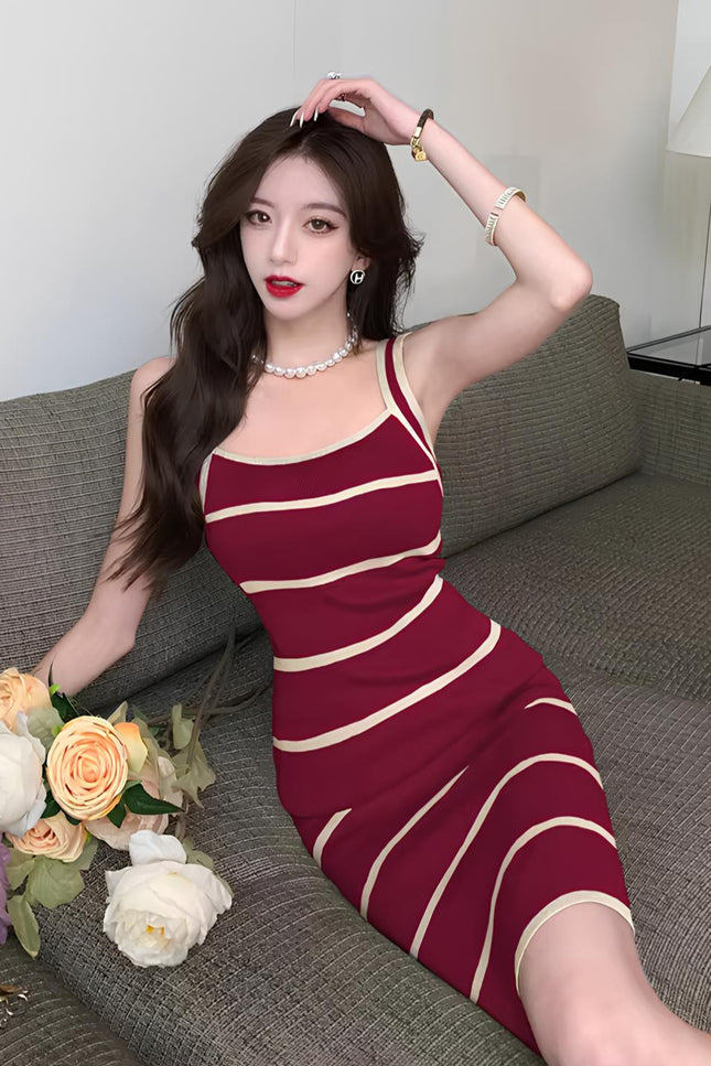 Robe rayée rouge et blanche - Robe Addict