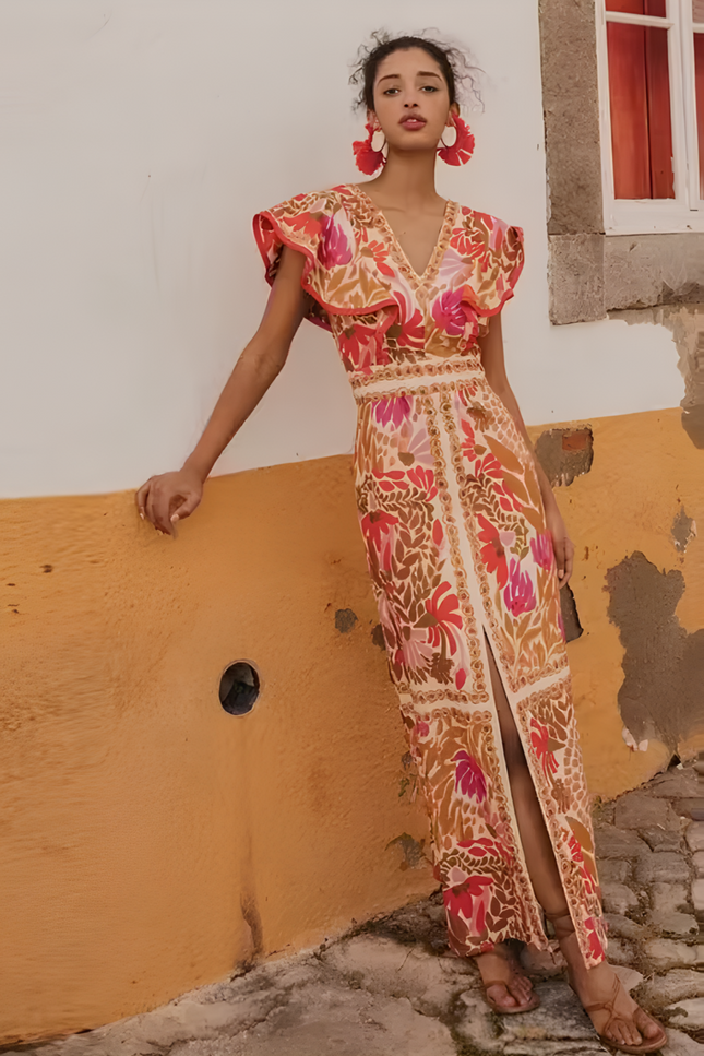 Robe rouge et beige - Robe Addict