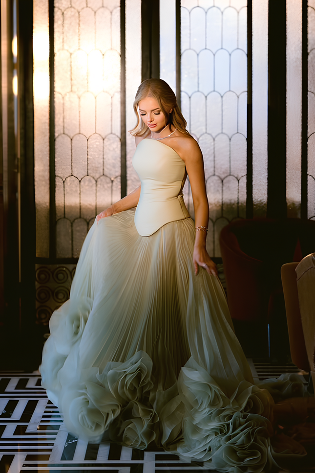 Robe soirée avec tulle travaillé - Robe Addict