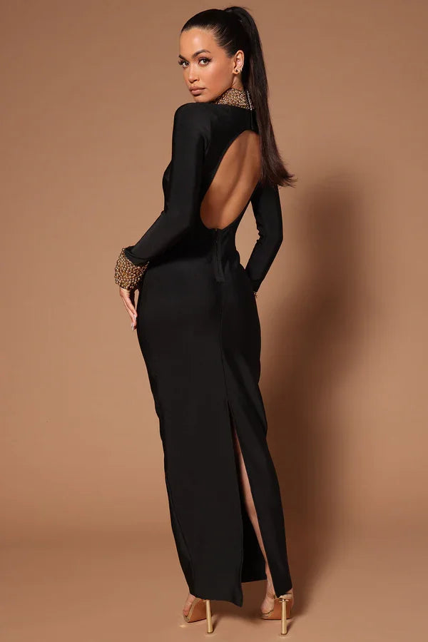 Robe soiree noir et doré - Robe Addict