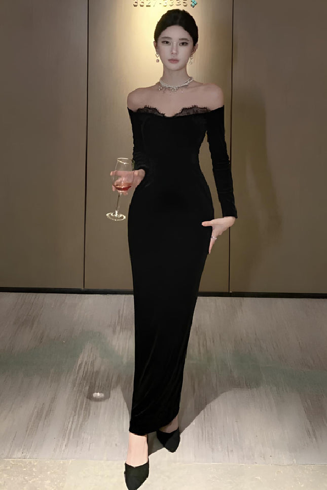 Robe en velours et dentelle - Robe Addict
