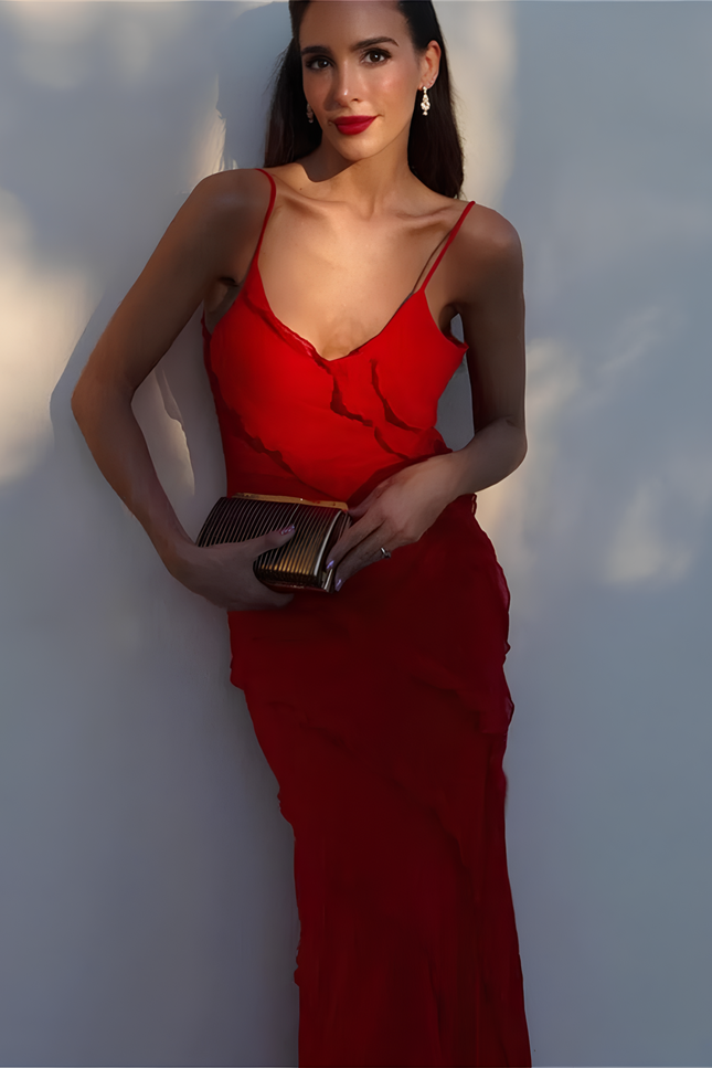 Robe volant rouge - Robe Addict