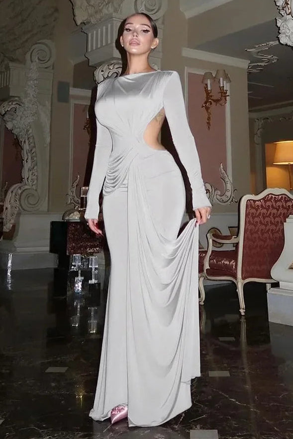 Robe argentée manche longue - Robe Addict