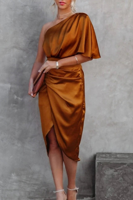 Robe asymétrique satin - Robe Addict