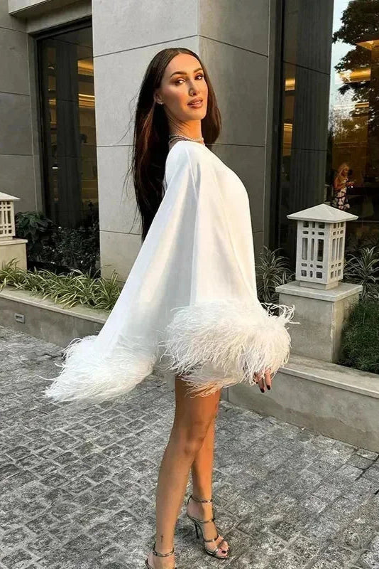 Robe blanche asymétrique - Robe Addict