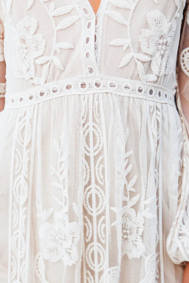 Robe blanche longue manche longue - Robe Addict