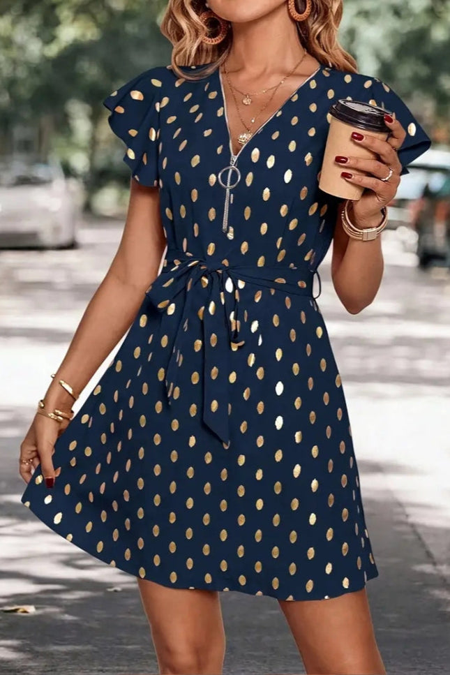 Robe bleu marine et doré - Robe Addict