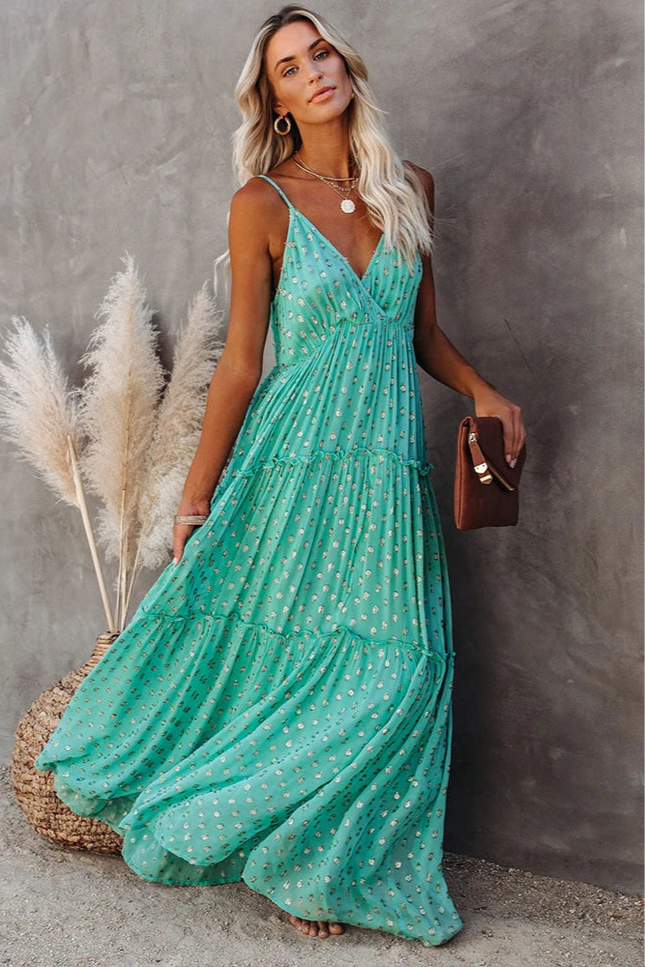 Robe boheme chic verte - Robe Addict