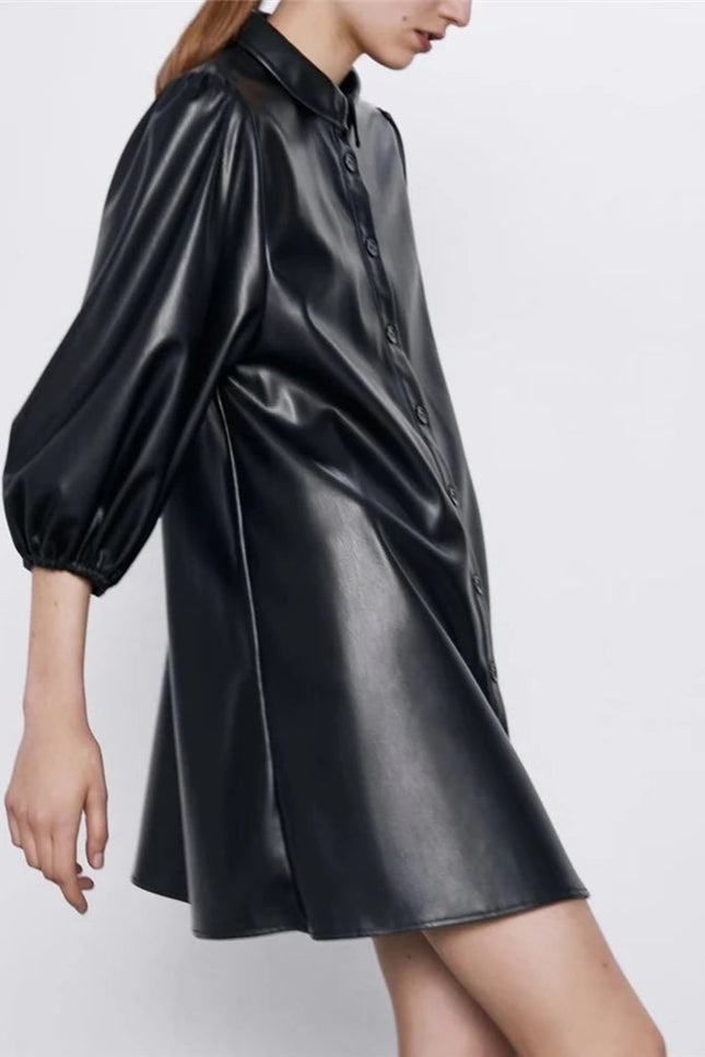 Robe chemise en cuir - Robe Addict