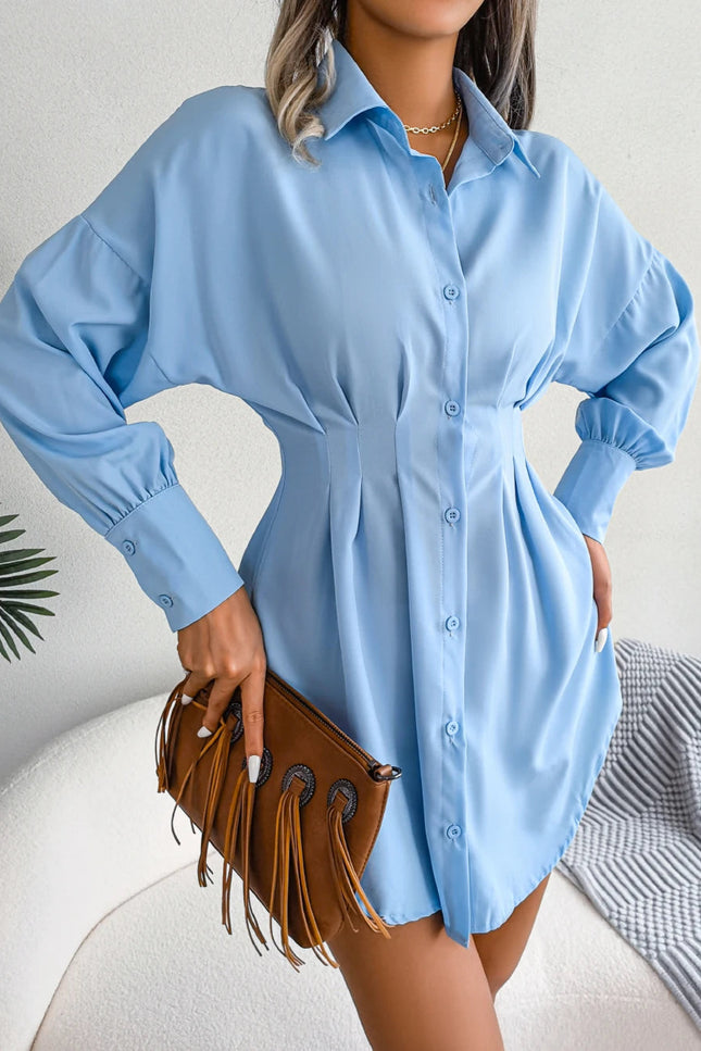 Robe chemisier bleu - Robe Addict