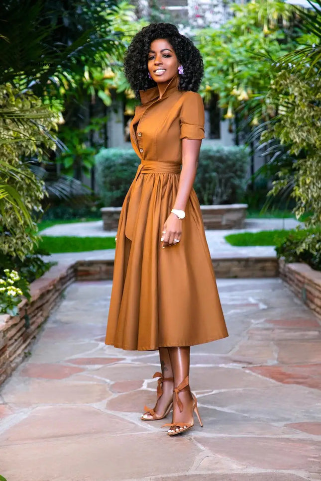 Robe chemisier fluide mi-longue - Robe Addict