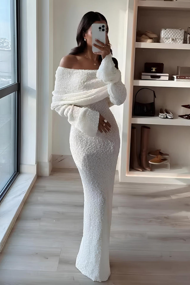 Robe col bardot blanche - Robe Addict