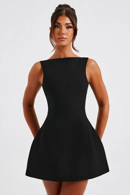 Robe col bateau noir - Robe Addict