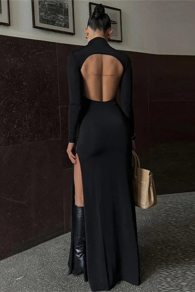 Robe col roulé noire - Robe Addict