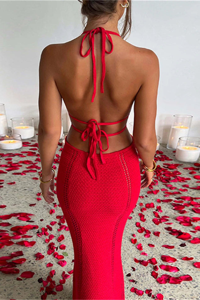 Robe crochet rouge - Robe Addict