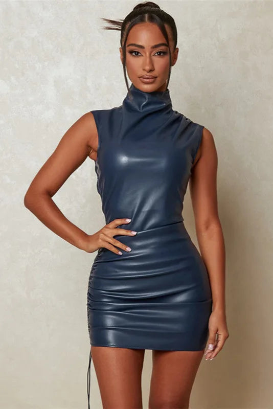 Robe cuir bleue - Robe Addict