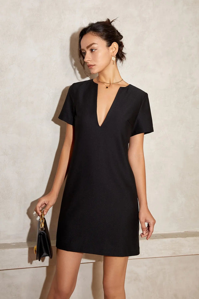 Robe droite col v chic - Robe Addict