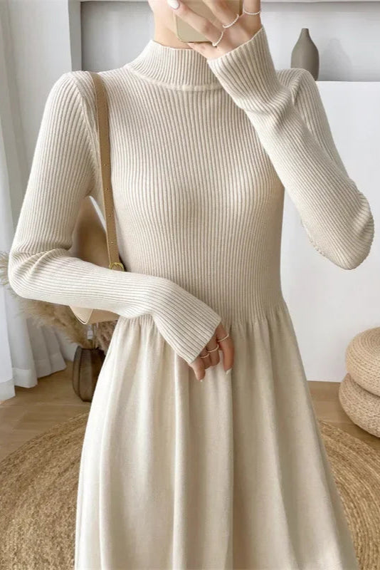 Robe en laine beige - Robe Addict