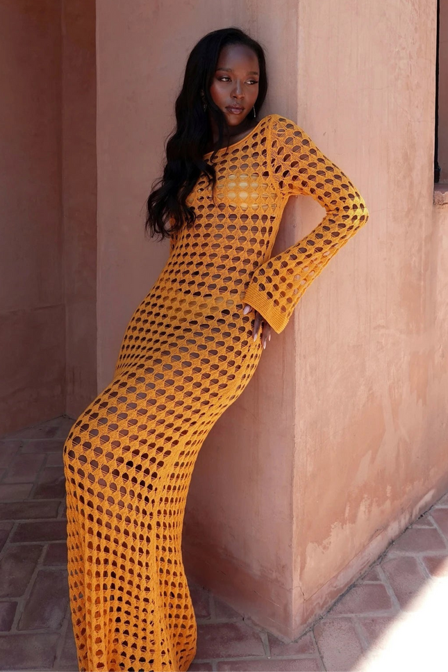 Robe en maille orange - Robe Addict