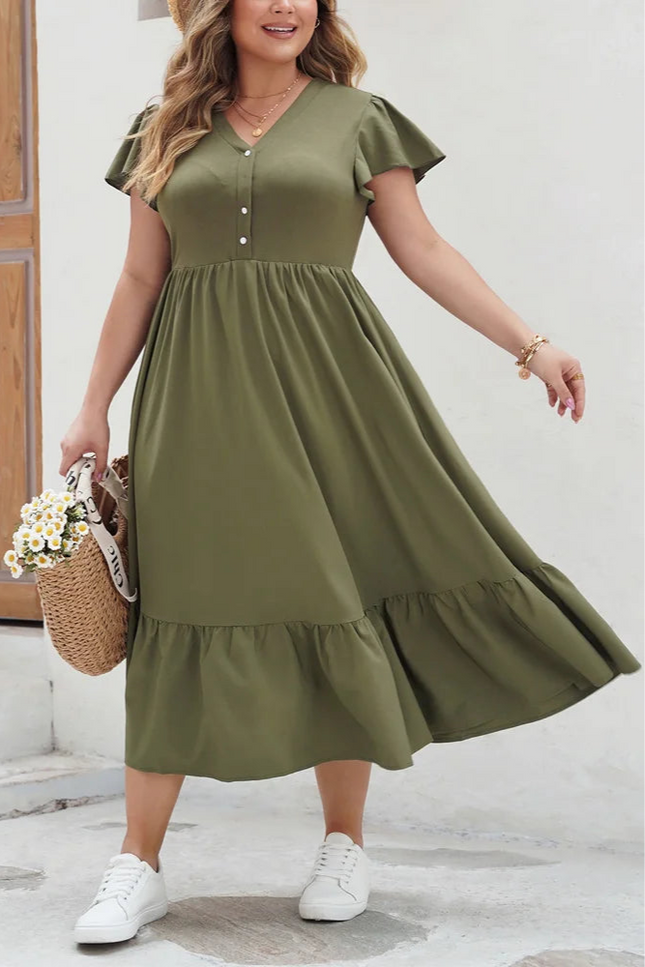 Robe kaki grande taille - Robe Addict