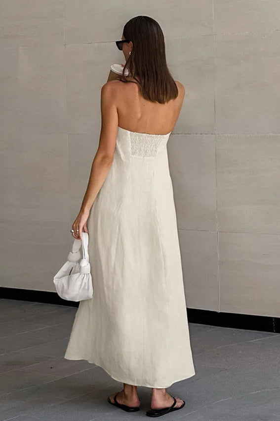 Robe en lin kaki - Robe Addict