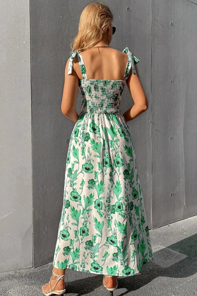 Robe longue fleuri verte - Robe Addict