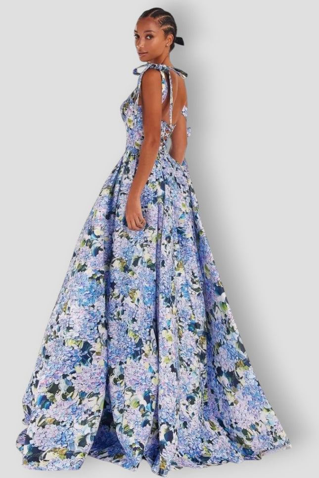 Robe longue fleurie bleue - Robe Addict