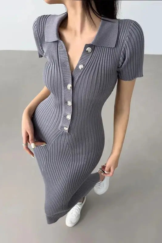 Robe longue maille côtelée - Robe Addict