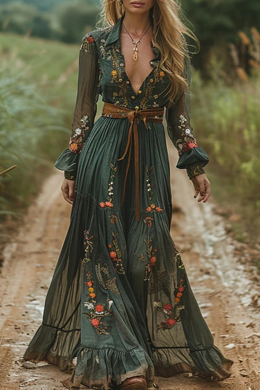 Robe longue mousseline fleurie - Robe Addict