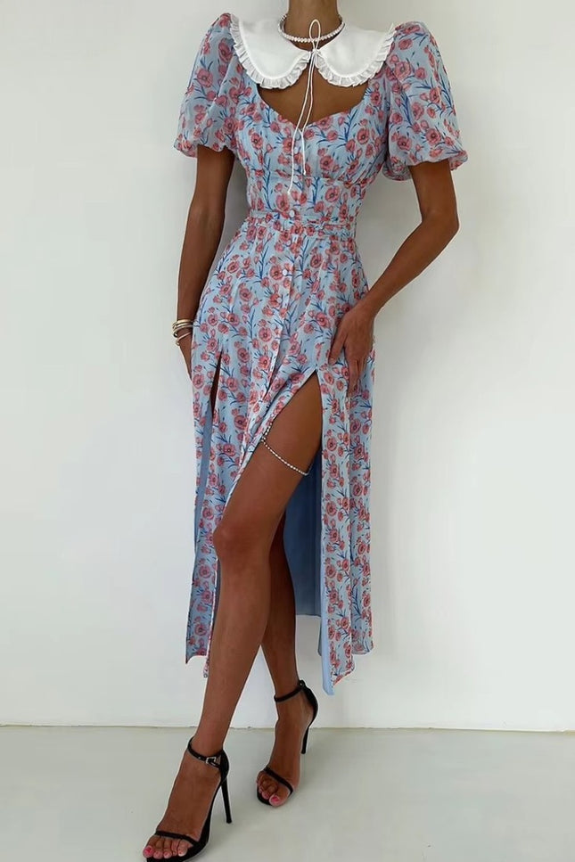 Robe marron et bleu - Robe Addict