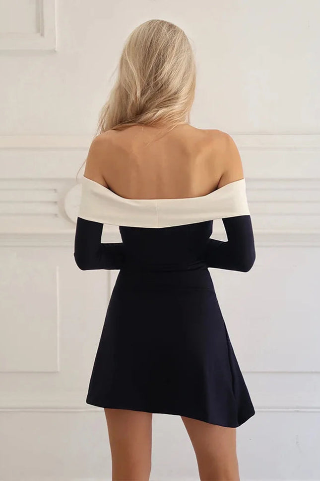 Robe noir col bardot - Robe Addict