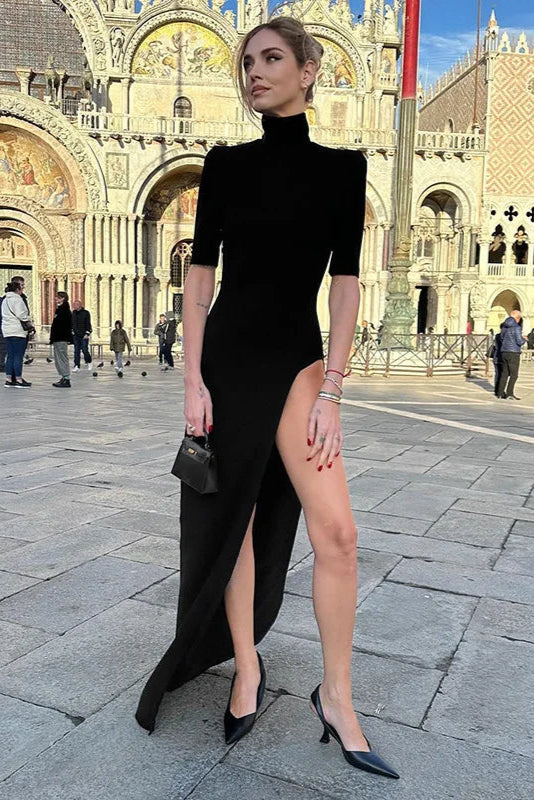 Robe noir col montant - Robe Addict