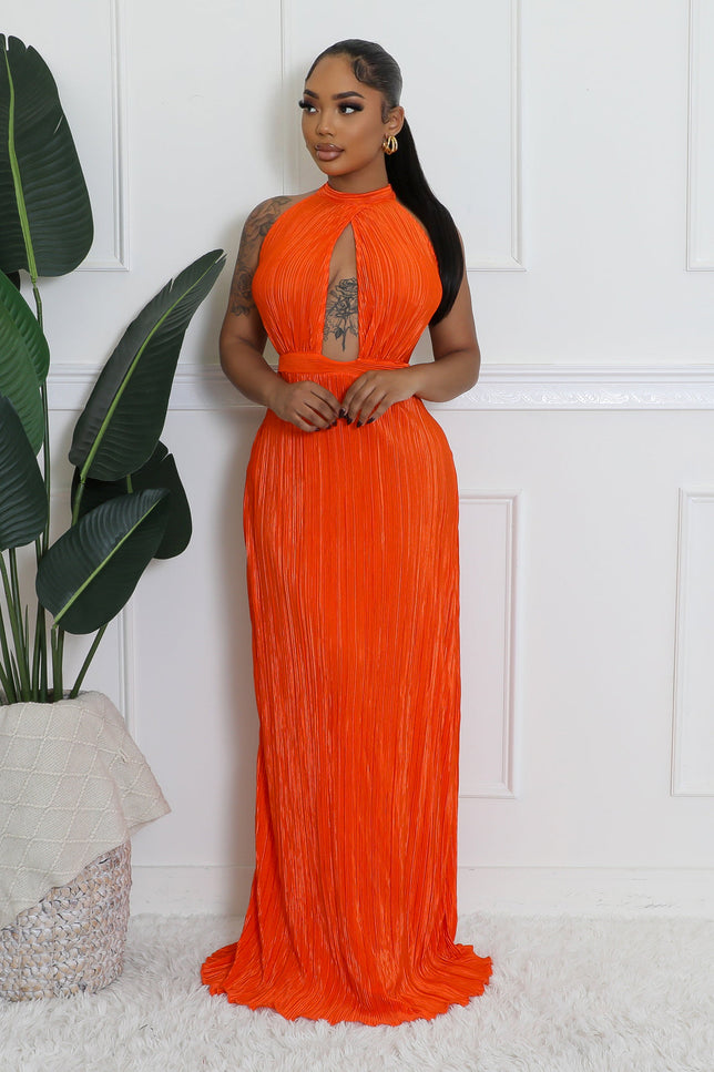 Robe plissée orange - Robe Addict