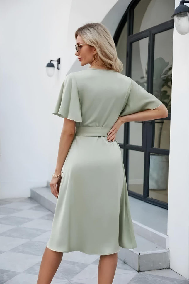 Robe portefeuille vert sauge - Robe Addict