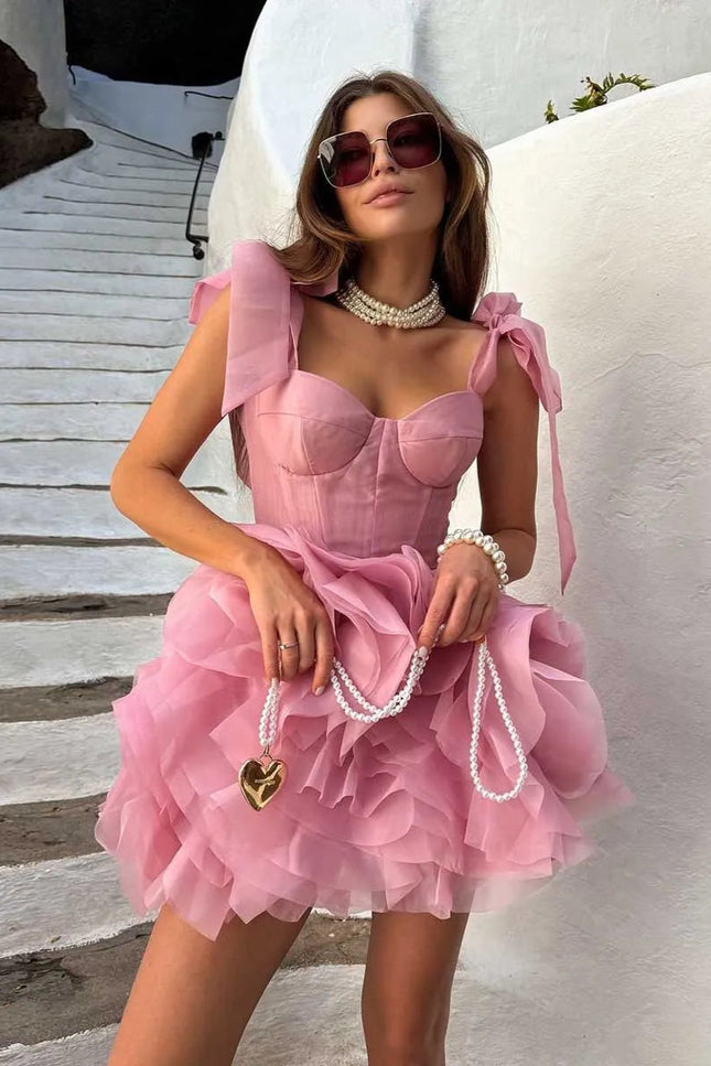 Robe rose noeud - Robe Addict