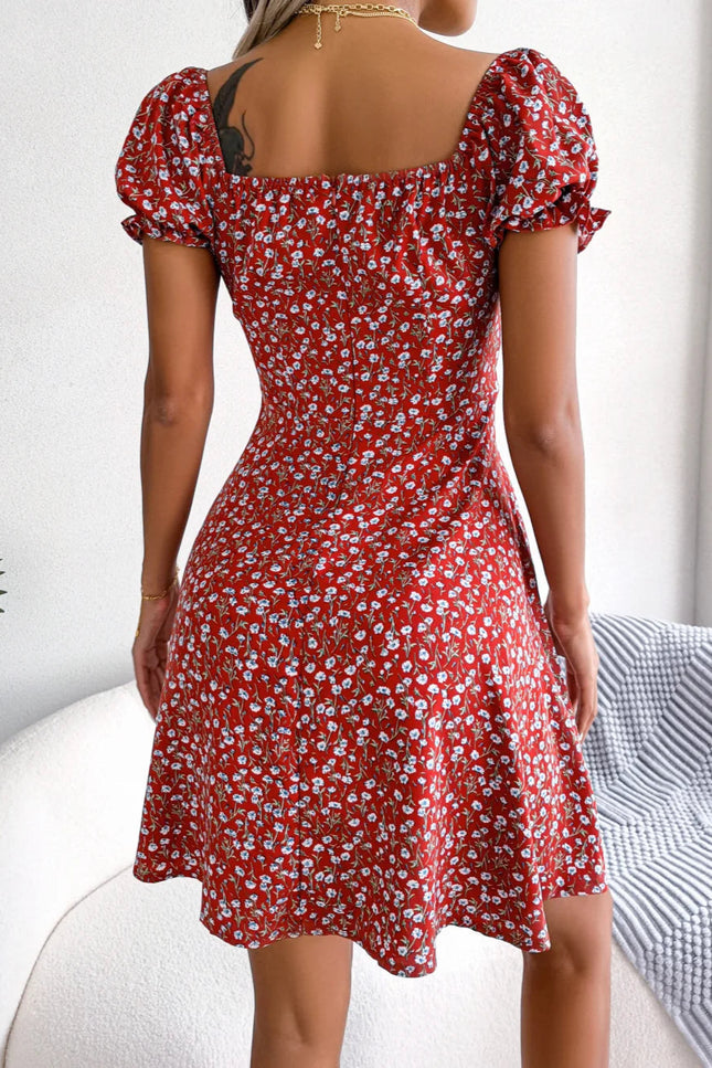 Robe rouge a fleurs - Robe Addict