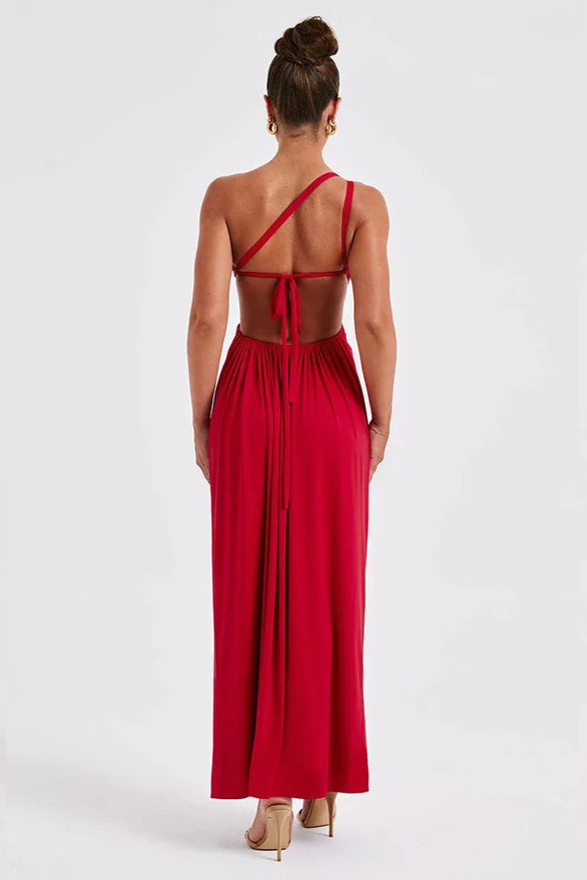 Robe rouge asymetrique - Robe Addict