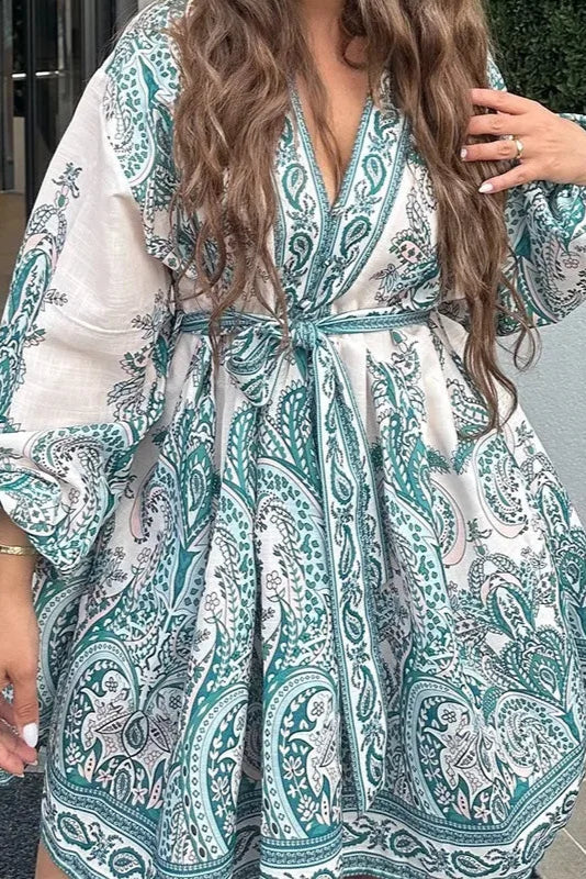 Robe turquoise et blanche - Robe Addict