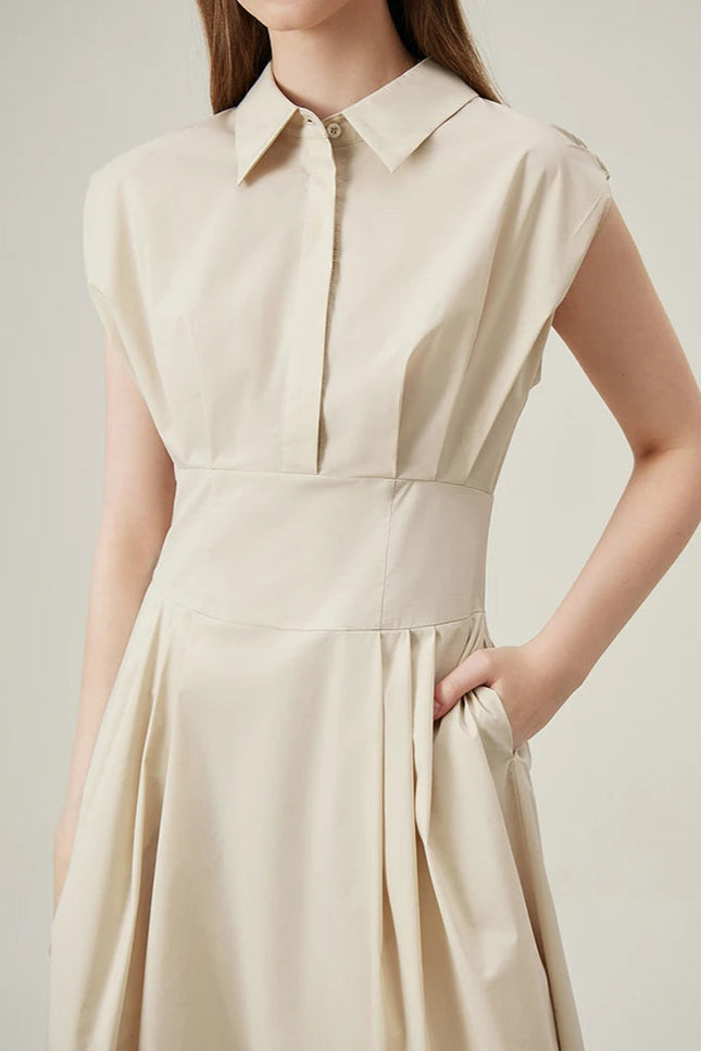 Robe chemise longue sans manche - Robe Addict