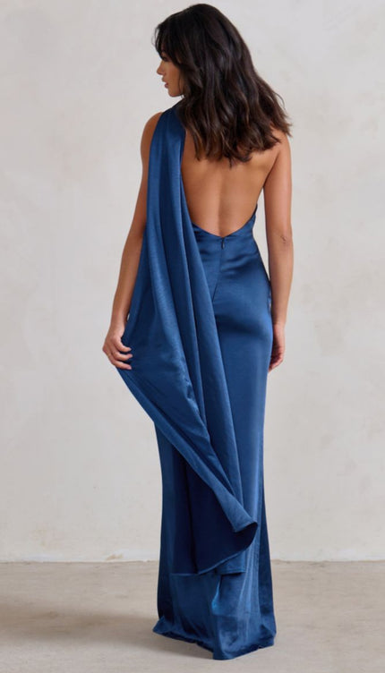 Robe asymétrique bleu - Robe Addict