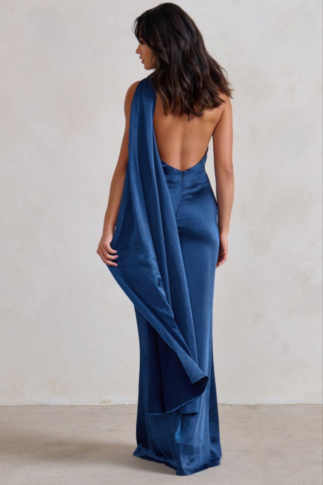 Robe asymétrique bleu - Robe Addict