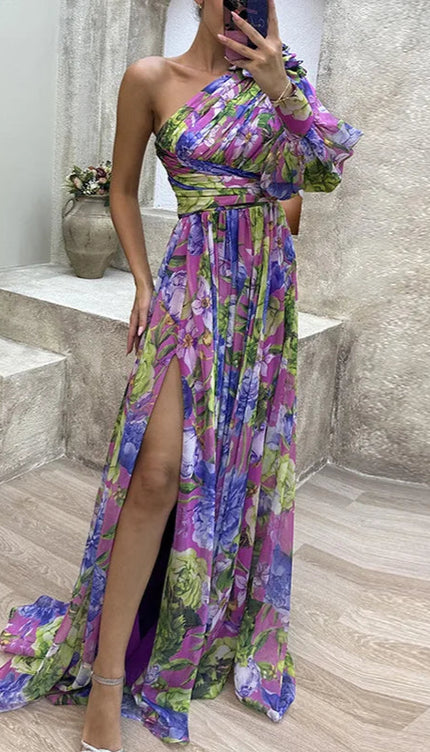 Robe asymétrique fleurie - Robe Addict