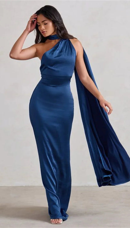 Robe asymétrique bleu - Robe Addict