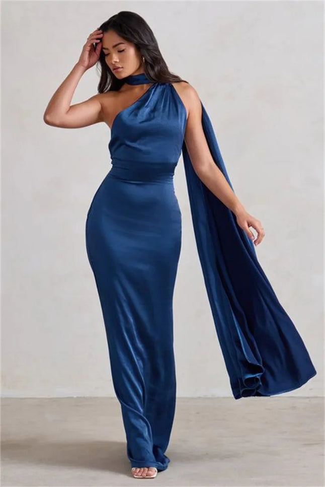 Robe asymétrique bleu - Robe Addict