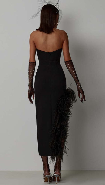 Robe asymetrique plume - Robe Addict
