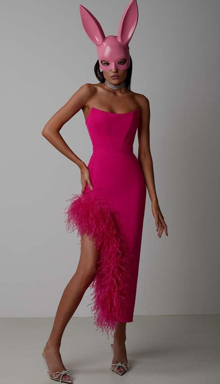 Robe asymetrique plume - Robe Addict