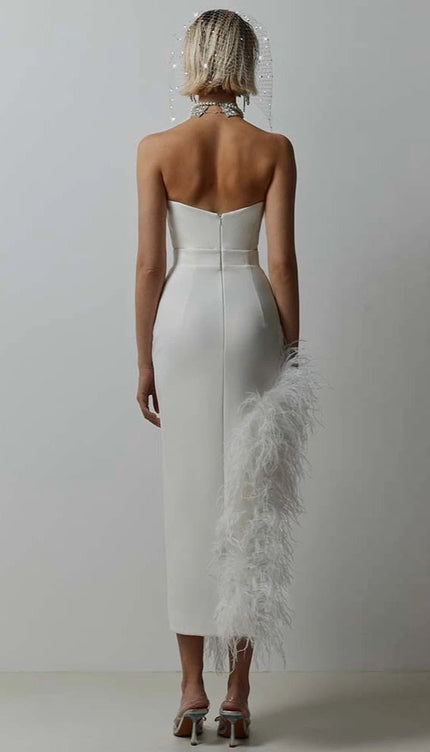 Robe asymetrique plume - Robe Addict