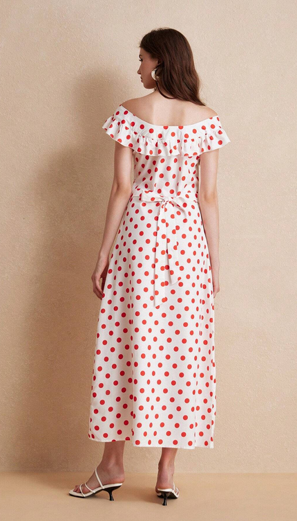 Robe blanche a pois rouge - Robe Addict