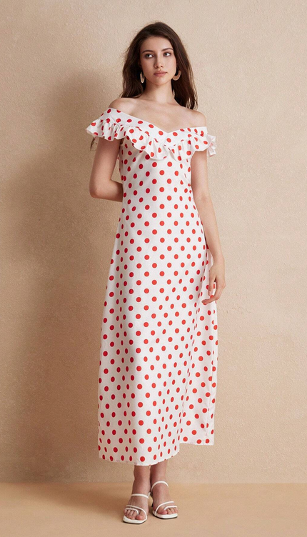 Robe blanche a pois rouge - Robe Addict