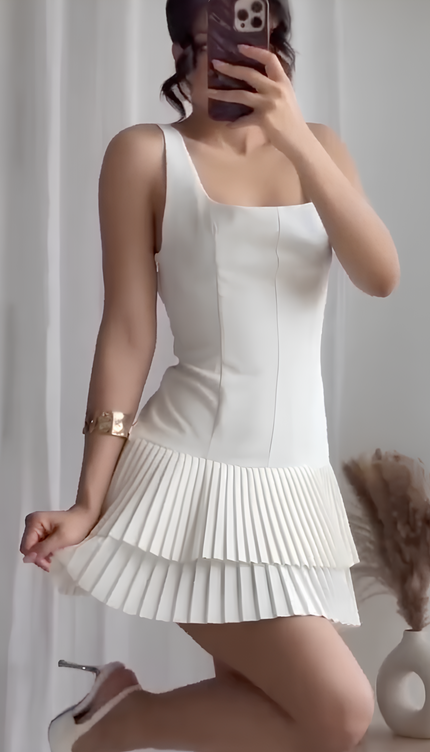 Robe blanche droite courte - Robe Addict
